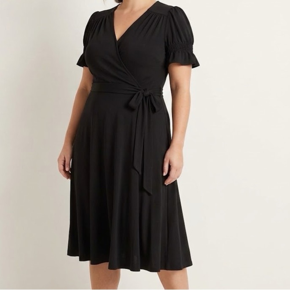 Vintage 90s ICE Black Midi Dress 14